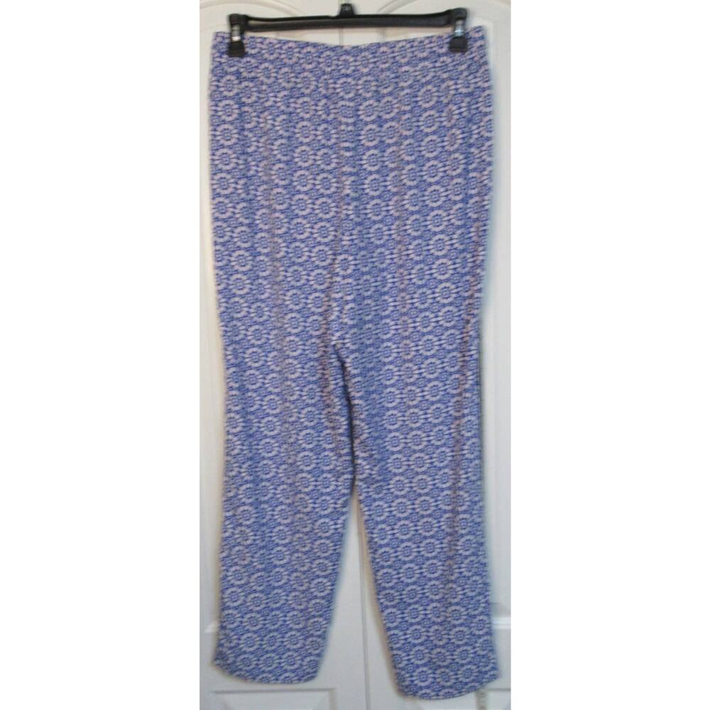 Talbots Blue and White Print Side Stripe Drawstring Eastport Pants - Picture 2 of 3